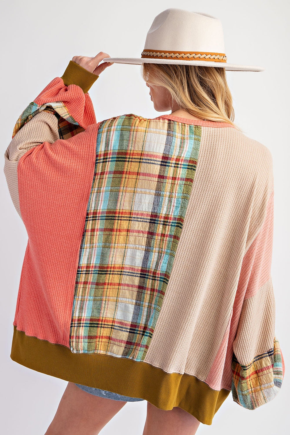 Mehrfarbiges Waffel-Sweatshirt