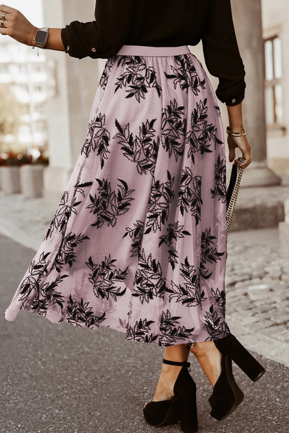 Maxirock mit Blumenmuster und hoher Taille