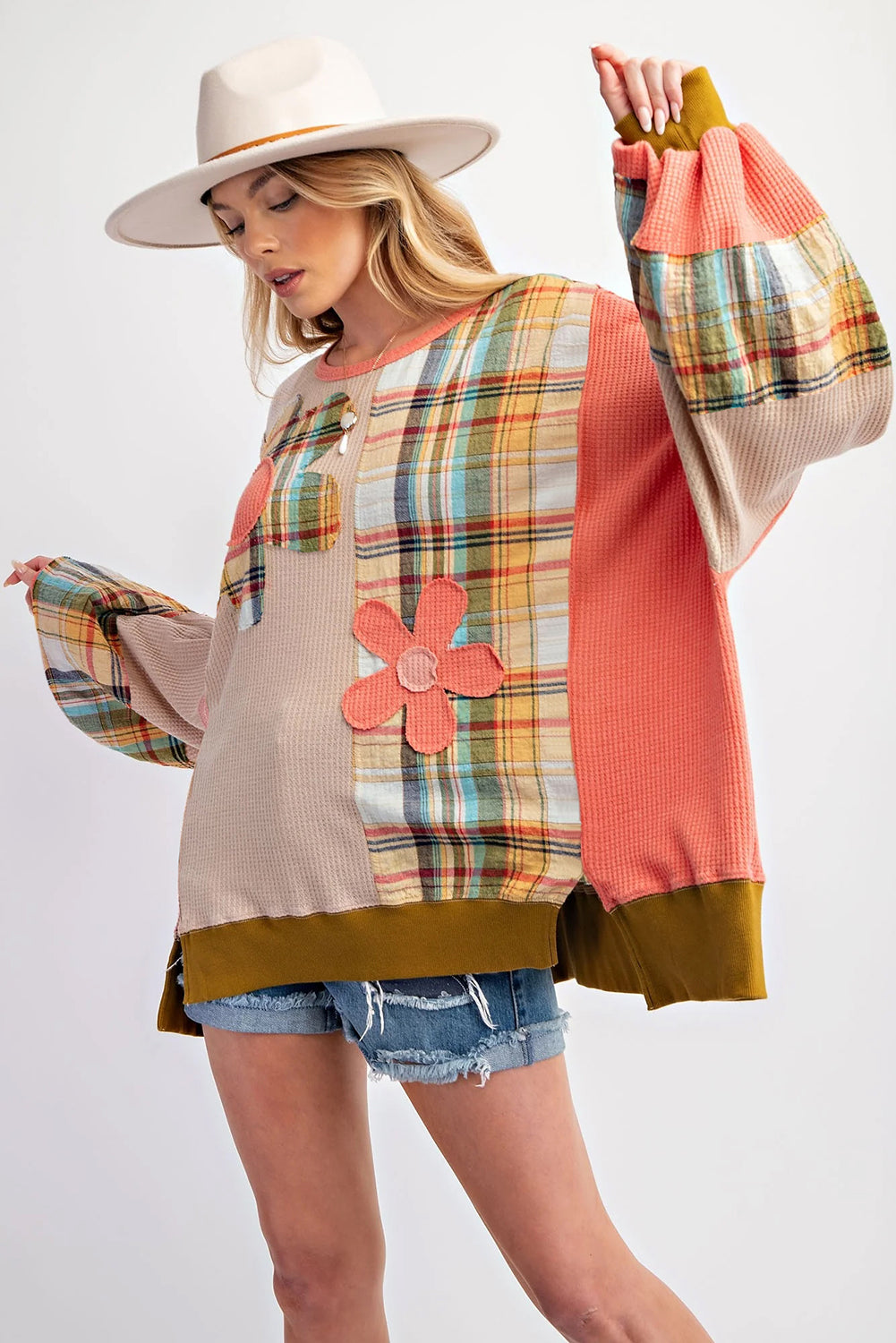 Mehrfarbiges Waffel-Sweatshirt