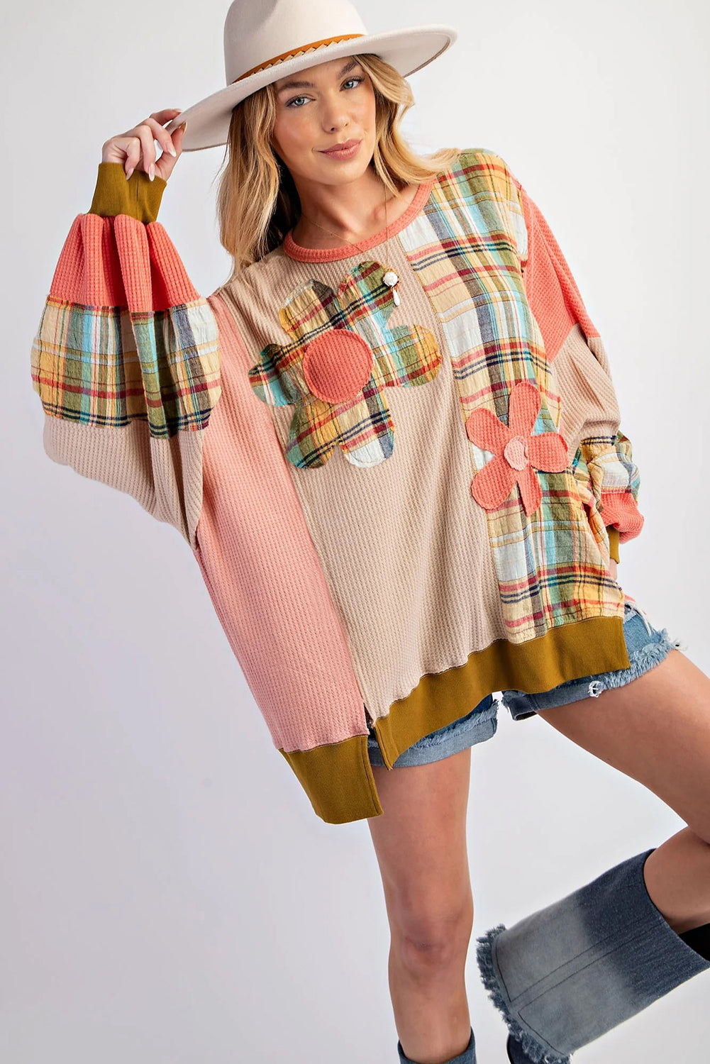 Mehrfarbiges Waffel-Sweatshirt