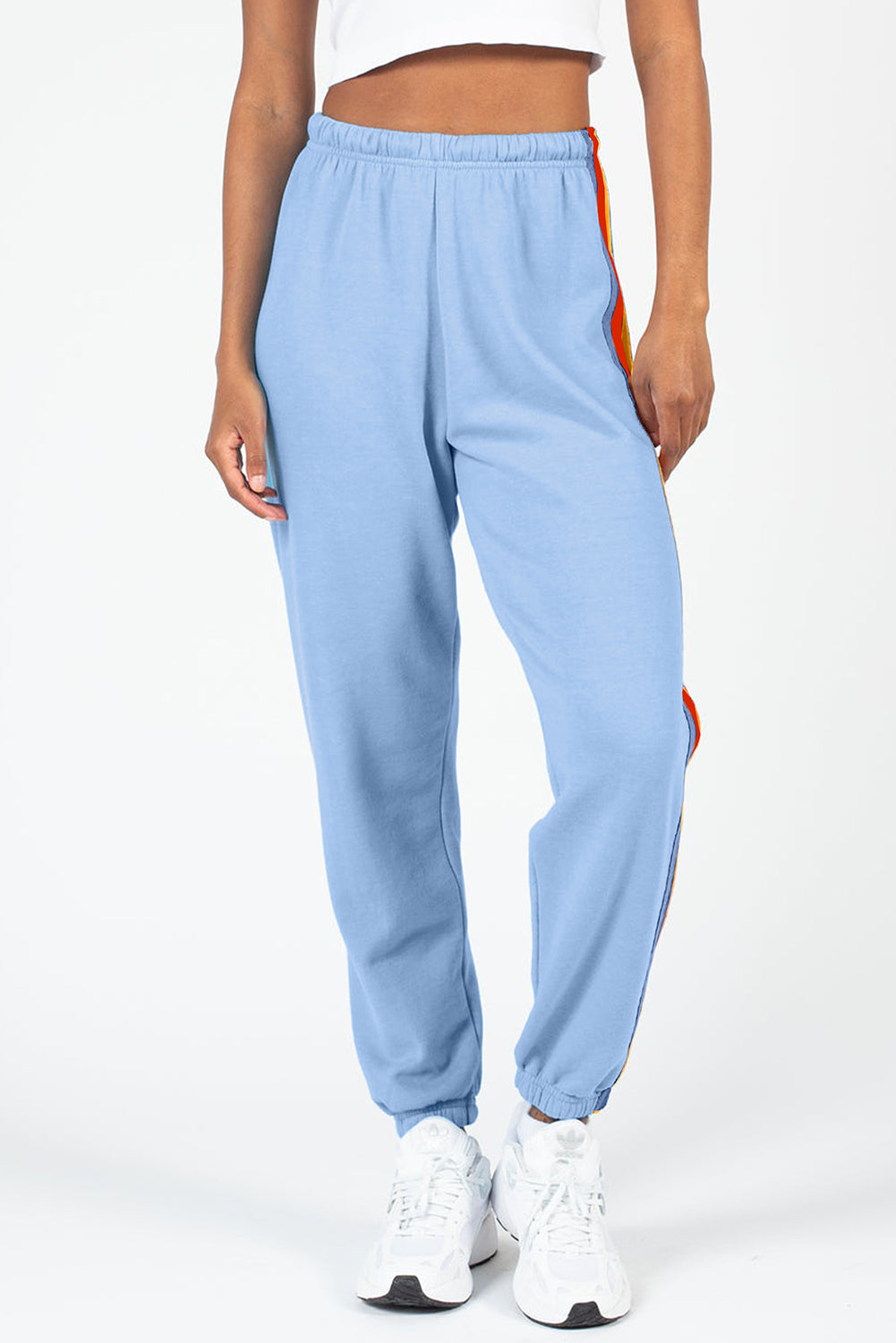 Jogginghose mit Regenbogen-Print und hoher Taille