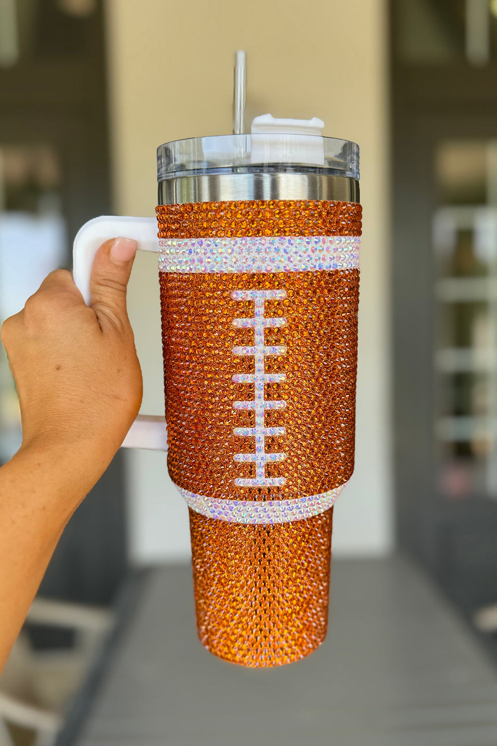 Rugby-Fußball-Becher mit Strasssteinen, 40 oz