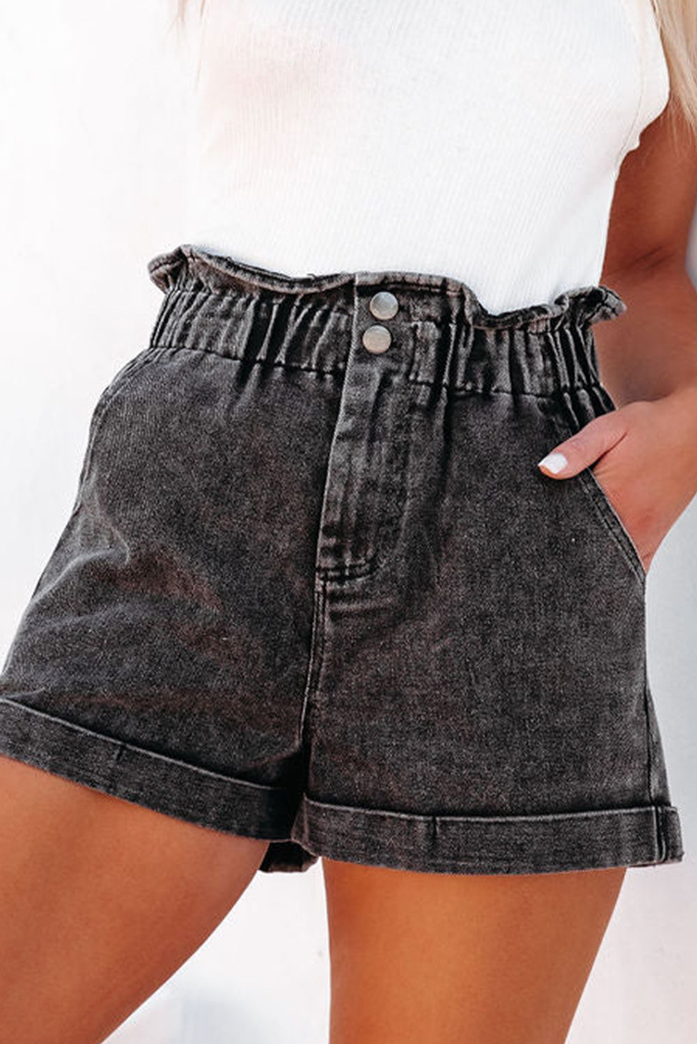 Vintage-Jeansshorts mit hoher Taille