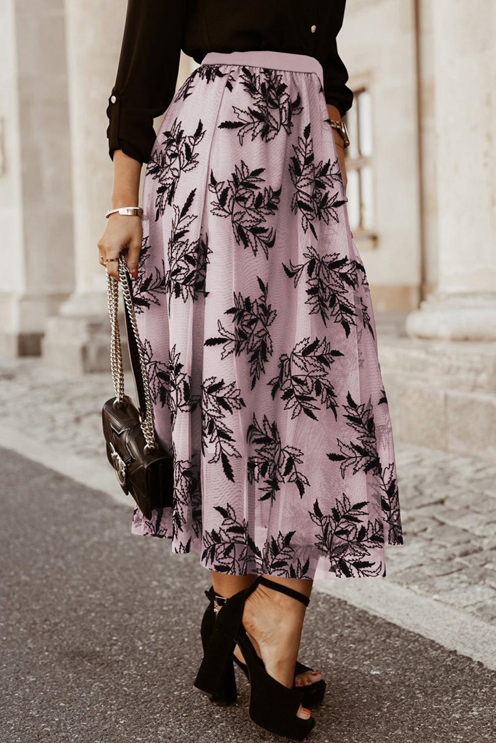 Maxirock mit Blumenmuster und hoher Taille