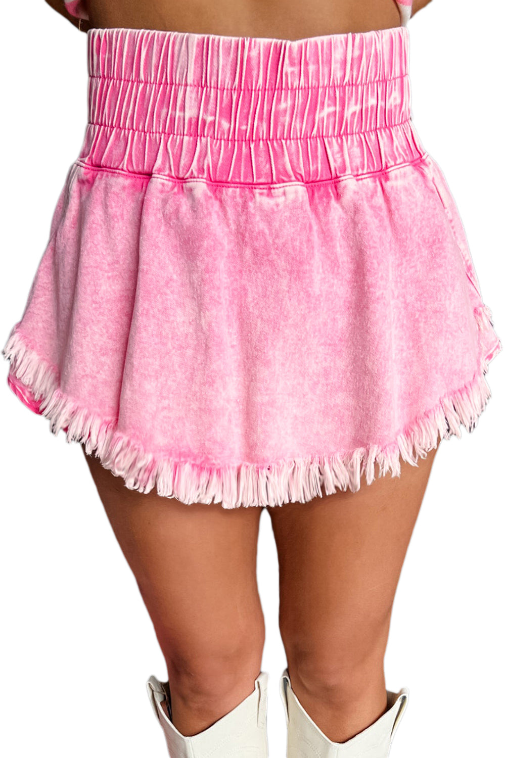 Rosa weite Jeansshorts