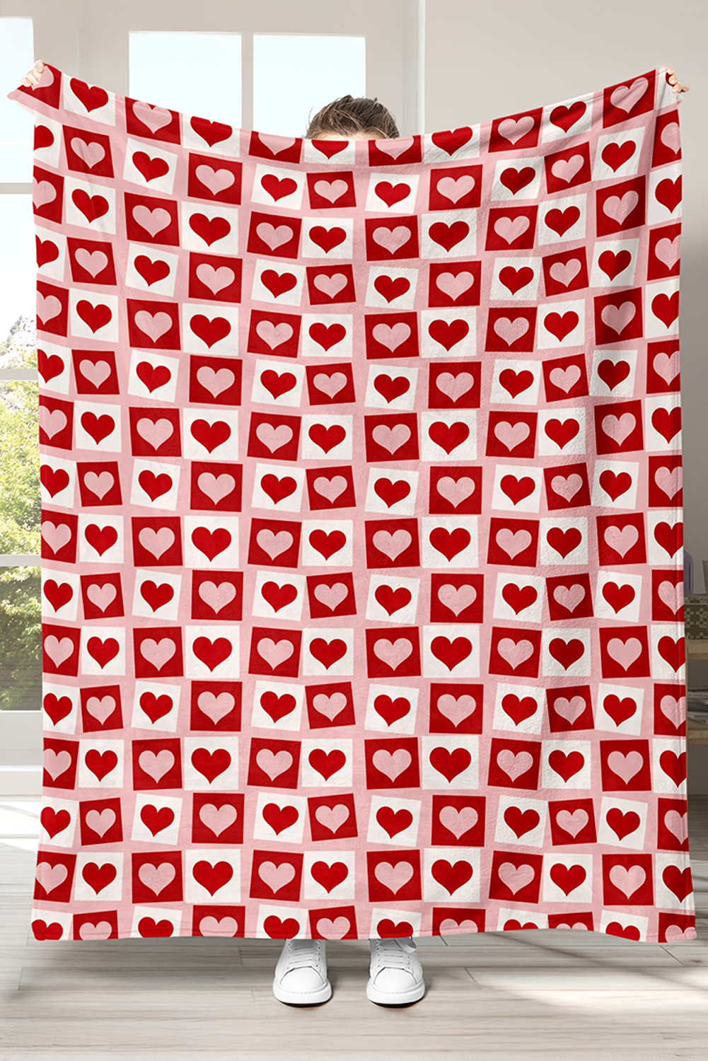 Weiche Decke mit rotem Herz-Print