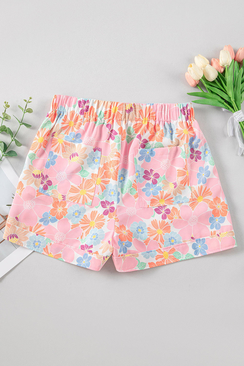 Pink Floral Casual Shorts