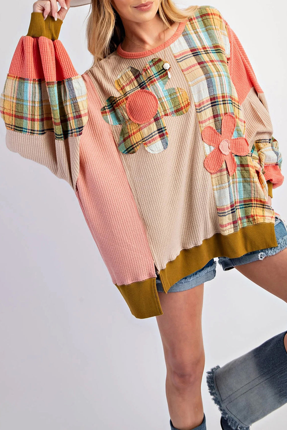Mehrfarbiges Waffel-Sweatshirt