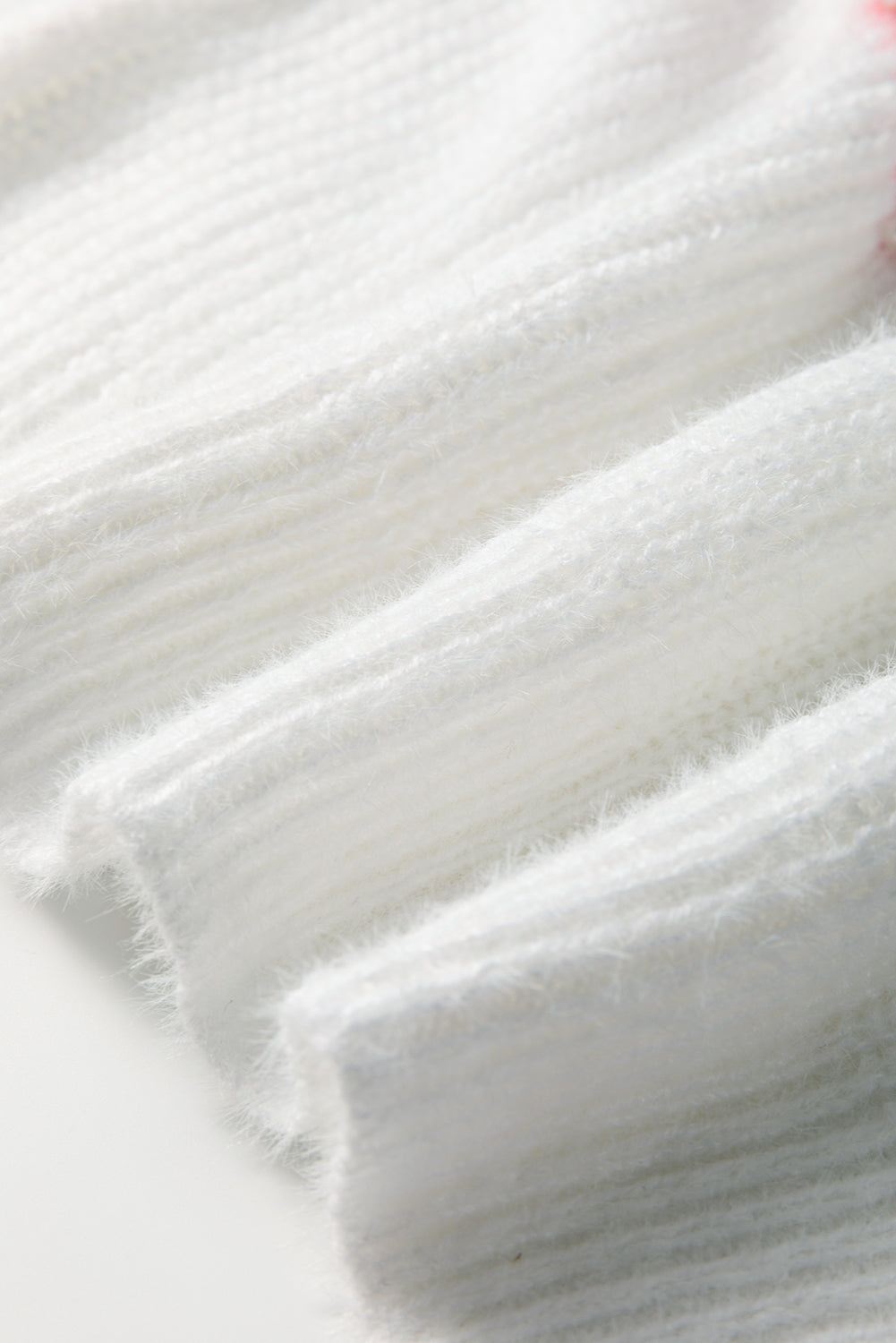 Weißer Pullover mit Perlen und Herzen