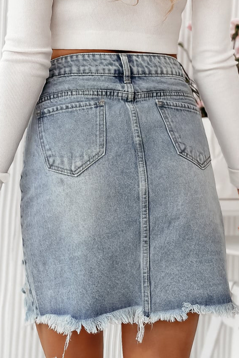 Beau Blue Shimmer Heart Denim Minirock