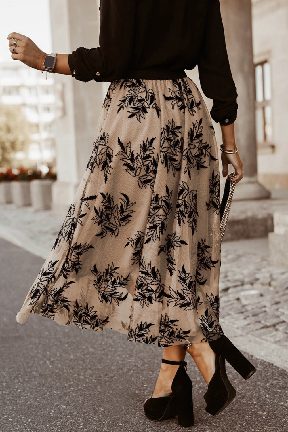 Maxirock mit Blumenmuster und hoher Taille