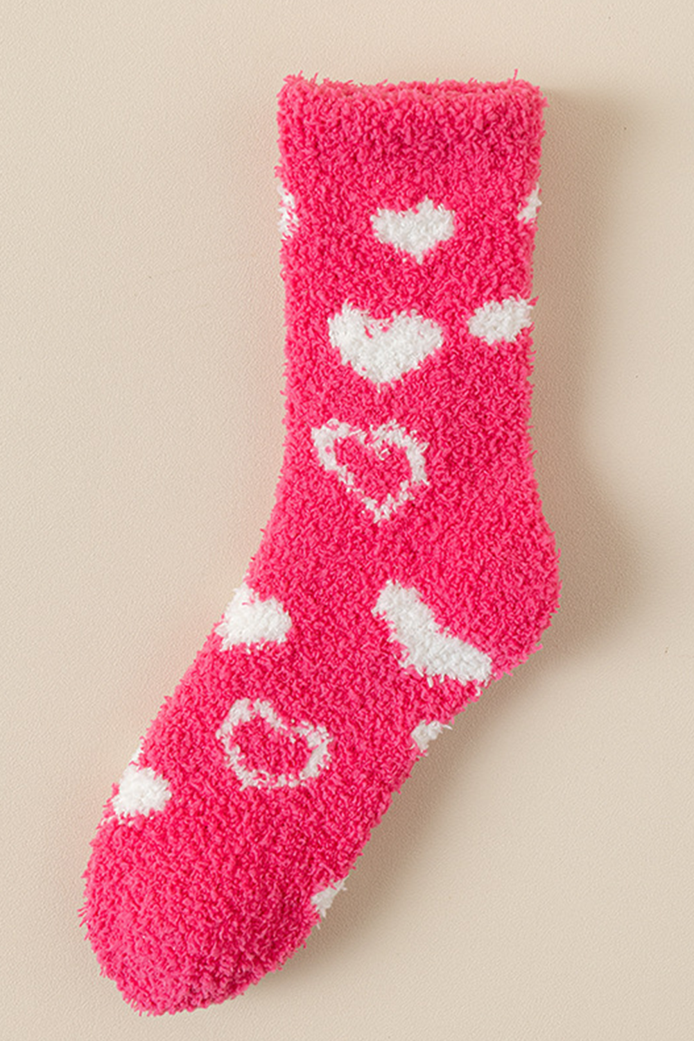 Dicke Socken mit Erdbeer- und Rosaherz