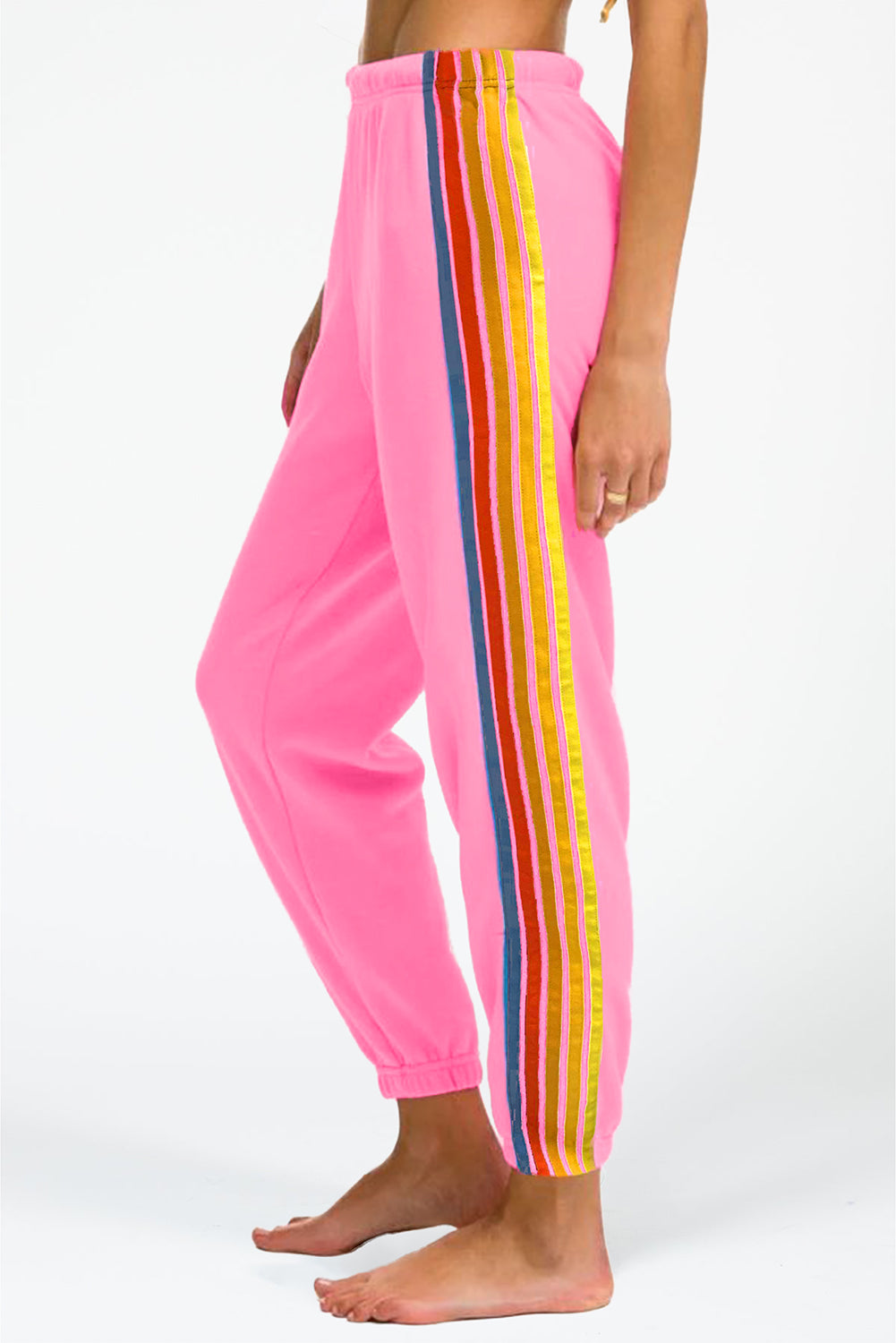 Jogginghose mit Regenbogen-Print und hoher Taille