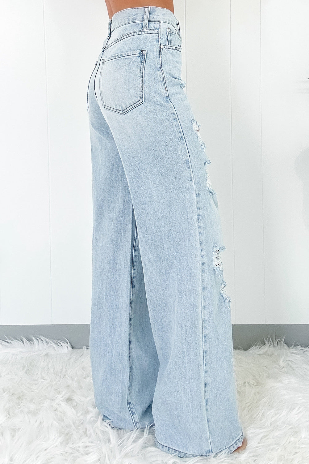 Blaue High Waist Wide Jeans
