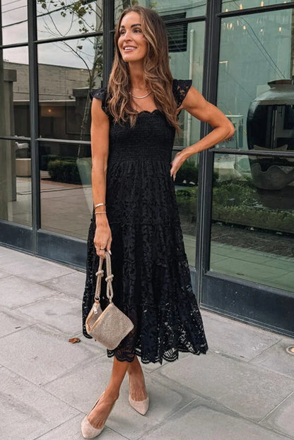 Schwarzes ärmelloses Midikleid