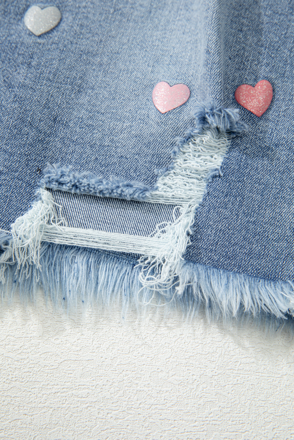 Beau Blue Shimmer Heart Denim Minirock