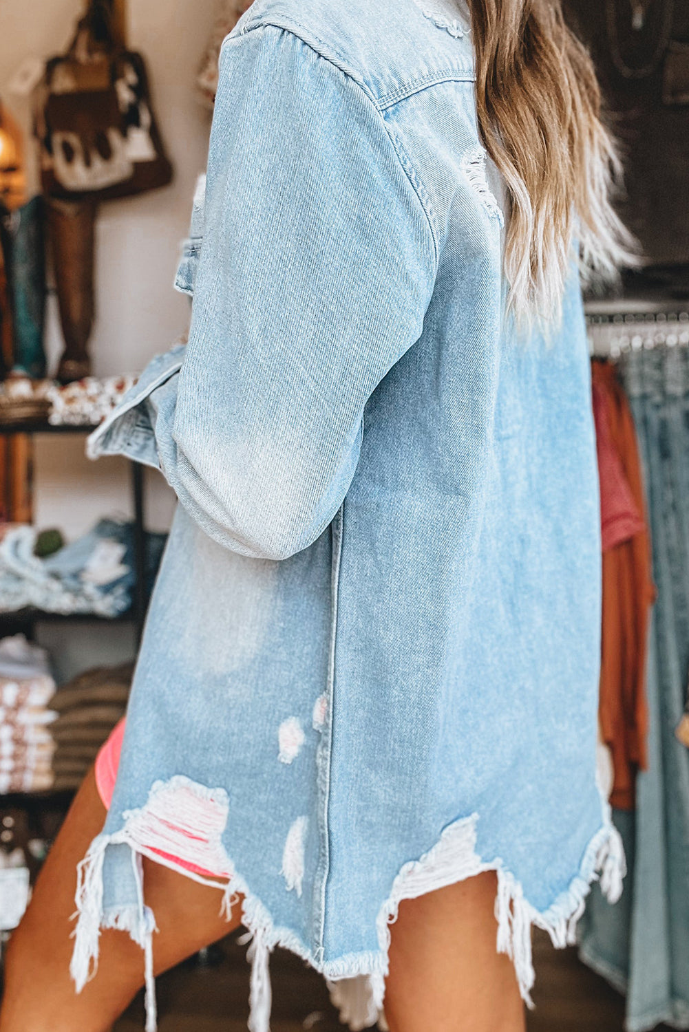 Himmelblaue Jeansjacke
