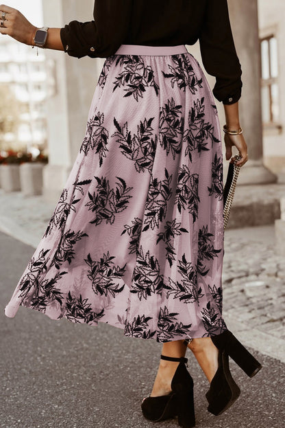 Maxirock mit Blumenmuster und hoher Taille