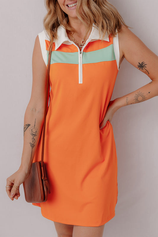 Oranges ärmelloses sportliches Minikleid