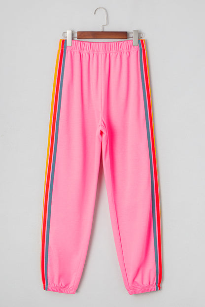 Jogginghose mit Regenbogen-Print und hoher Taille