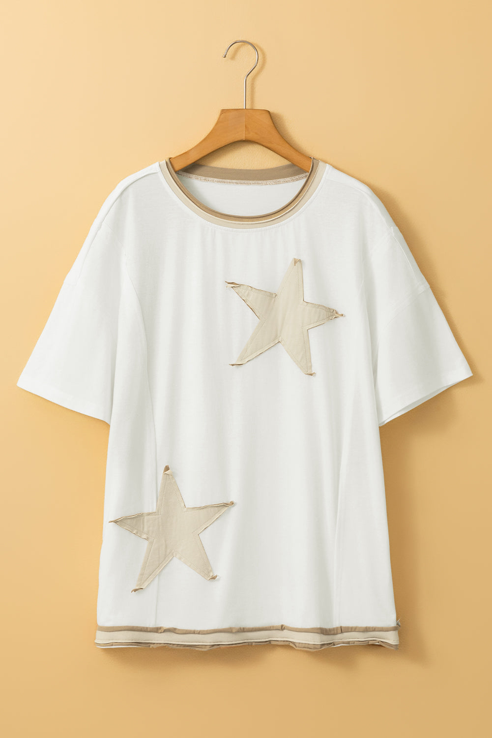 Weißes Oversize-T-Shirt mit Sternschnuppen-Patch