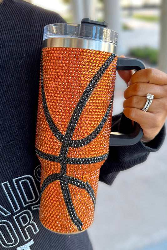 Orangefarbener Basketball-Strass-Becher, 40 oz