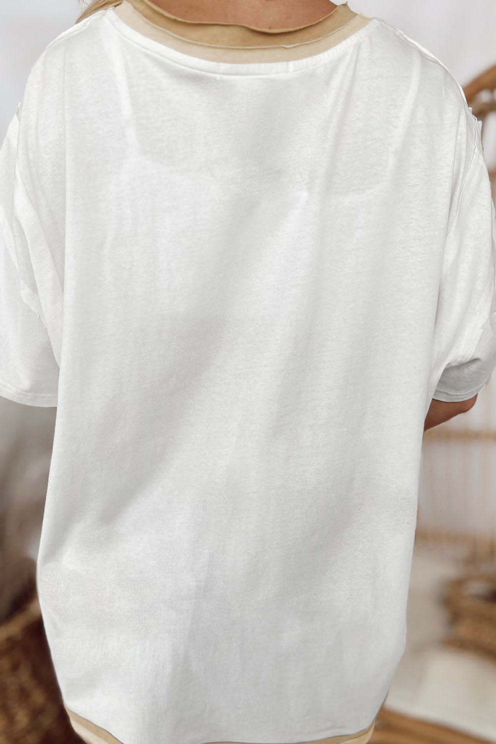 Weißes Oversize-T-Shirt mit Sternschnuppen-Patch