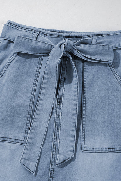 Abendblauer heller Midi-Jeansrock