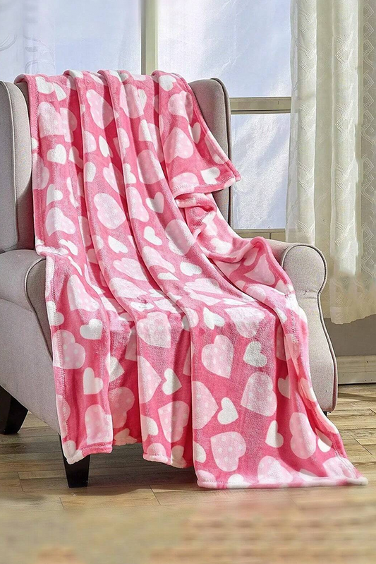 Weiche Decke mit Pfirsichblüten-Herz-Print