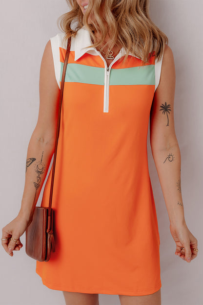 Orange Sleeveless Athletic Mini Dress