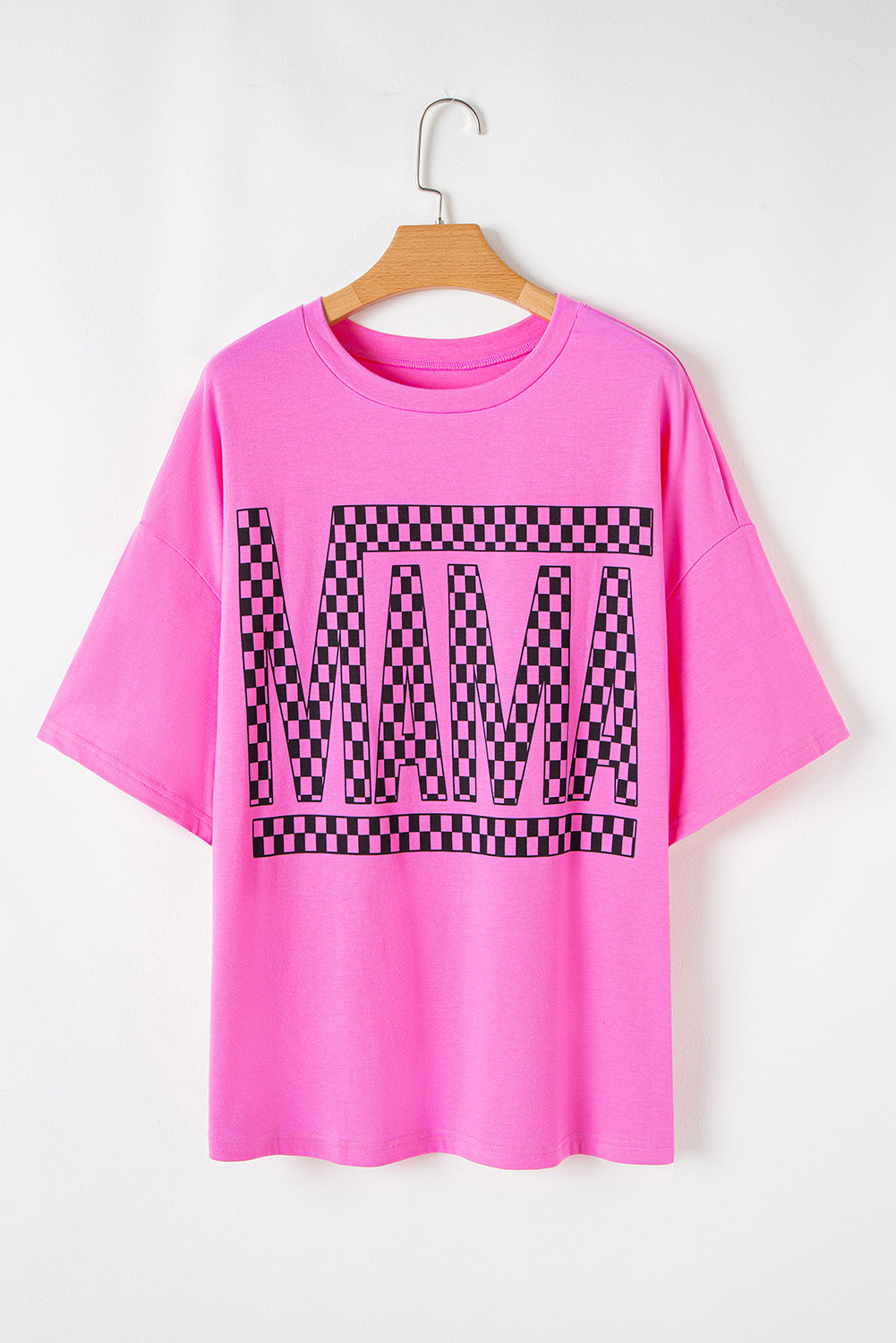 Rosa T-Shirt mit MAMA-Buchstabendruck und Grafik in Übergröße