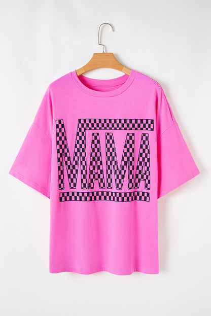 Rosa T-Shirt mit MAMA-Buchstabendruck und Grafik in Übergröße