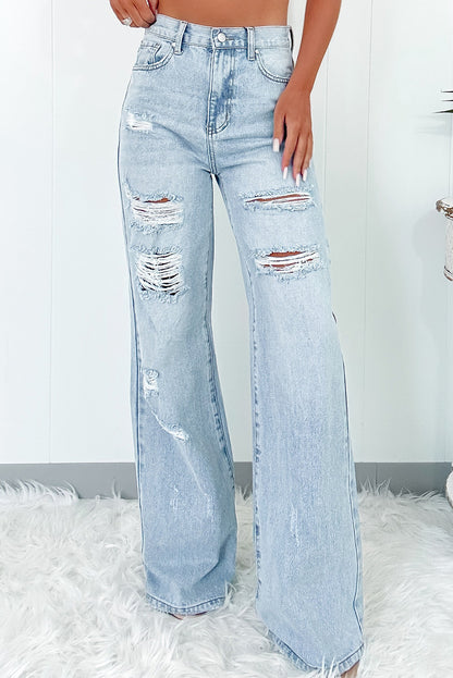 Blaue High Waist Wide Jeans