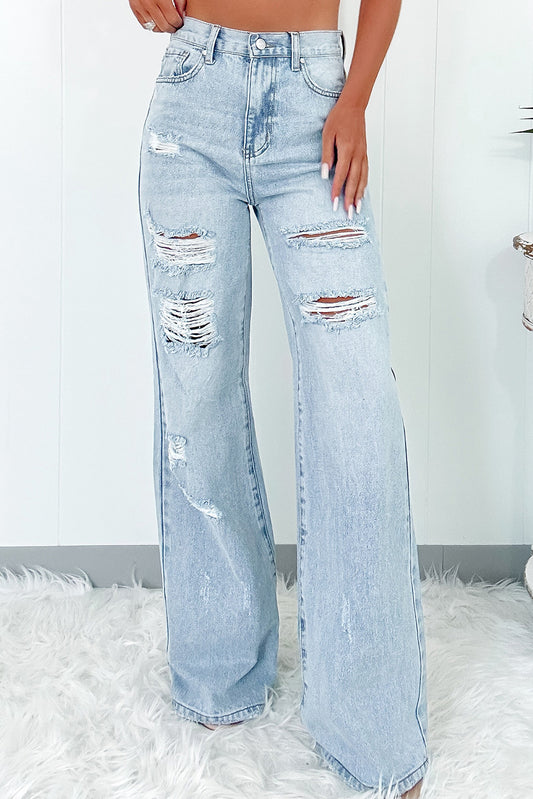 Blaue High Waist Wide Jeans