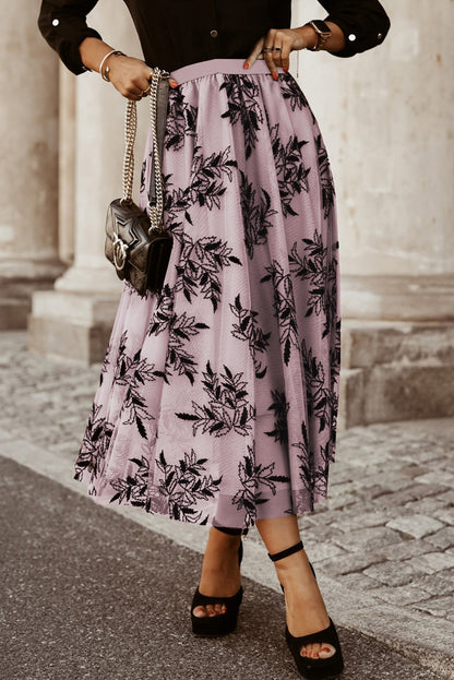 Maxirock mit Blumenmuster und hoher Taille