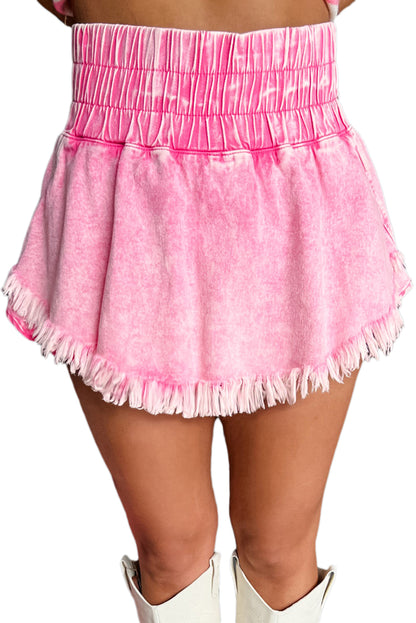 Rosa weite Jeansshorts