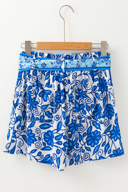 Lässige Shorts mit Blumenknoten und hoher Taille