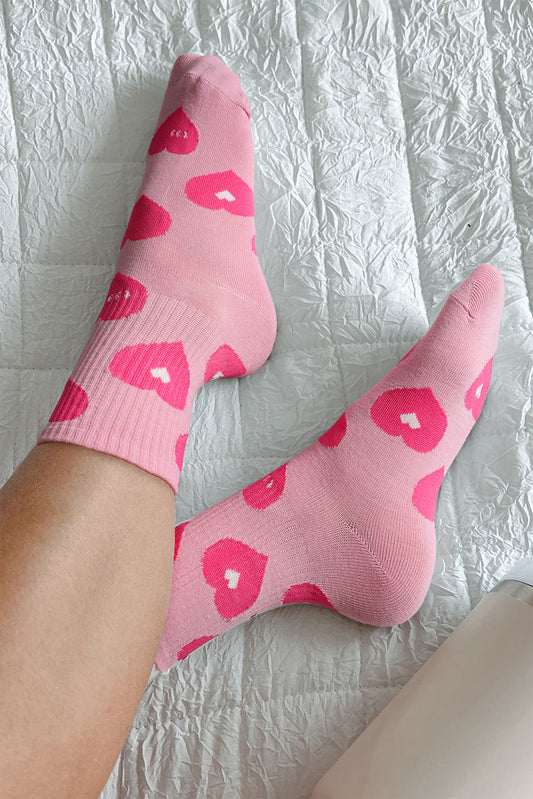 Hellrosa weiche Socken mit Herzmotiv