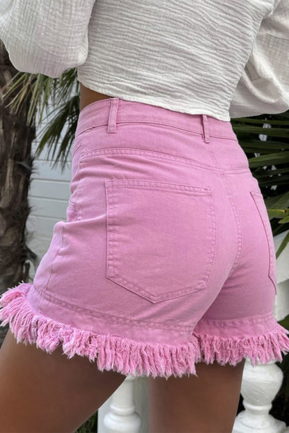Rosa Jeansshorts mit mittelhohem Bund