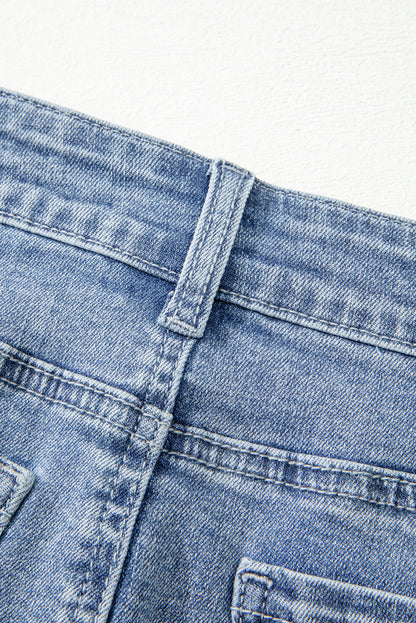 Beau Blue Shimmer Heart Denim Minirock