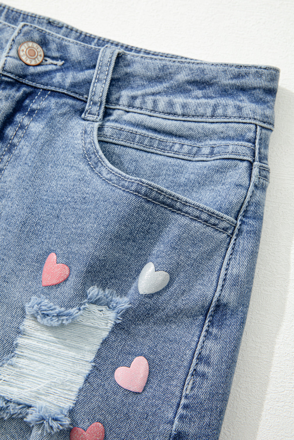 Beau Blue Shimmer Heart Denim Minirock