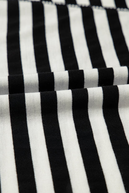 Khakifarbenes, gestreiftes Oversize-Oberteil mit Fledermausärmeln