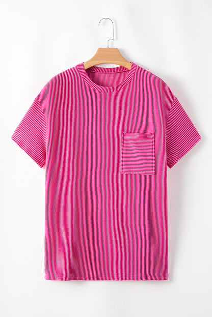Locker geschnittenes T-Shirt mit Kordelstrick und Taschen