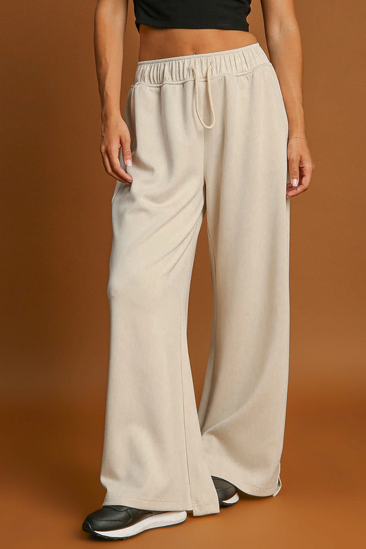 Beige lässige weite Hose