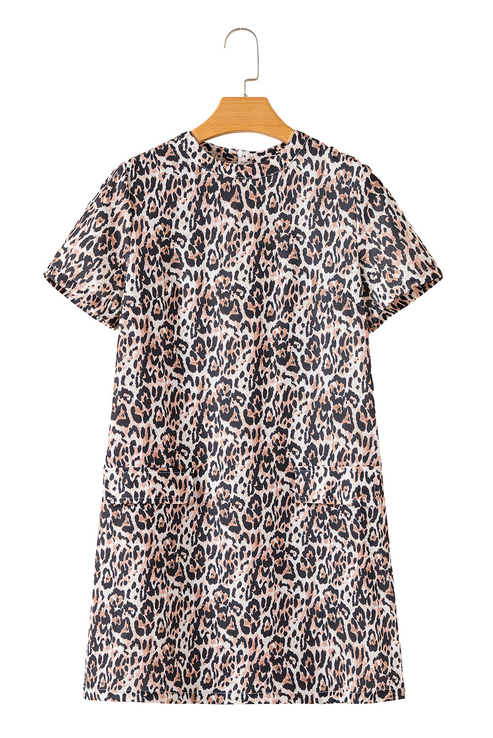 Braunes T-Shirt-Kleid mit Leopardenmuster