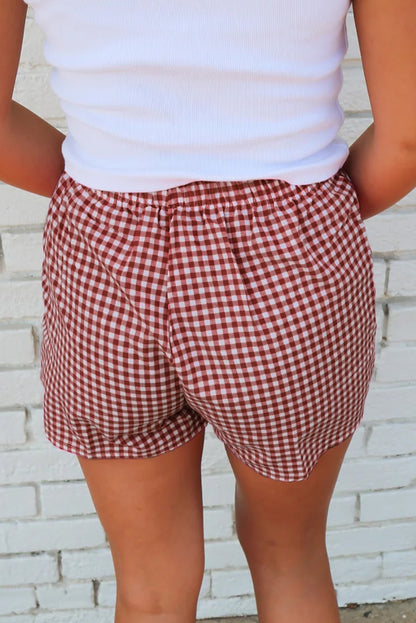 Rote Shorts mit hohem Bund und Vichy-Karomuster