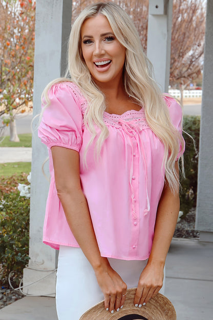 Hellrosa Bluse mit Ärmeln
