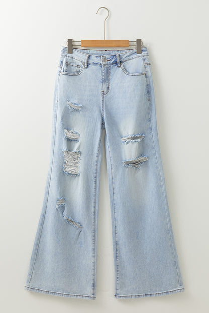 Blaue High Waist Wide Jeans