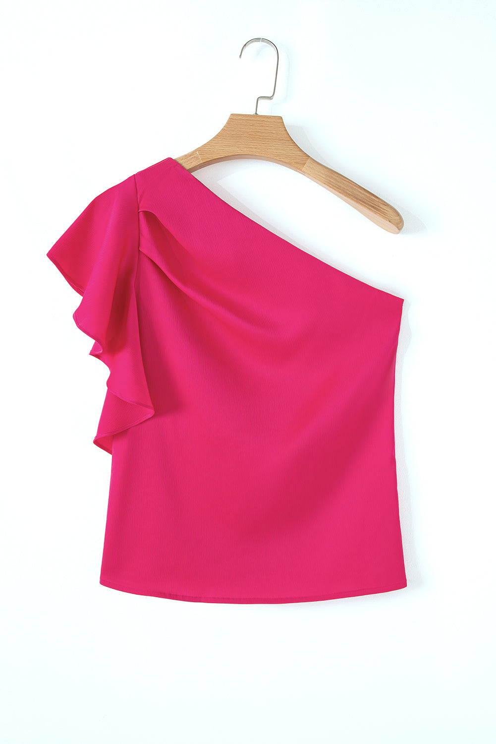 Elegante Bluse mit asymmetrischer Schulterpartie in Erdbeerrosa