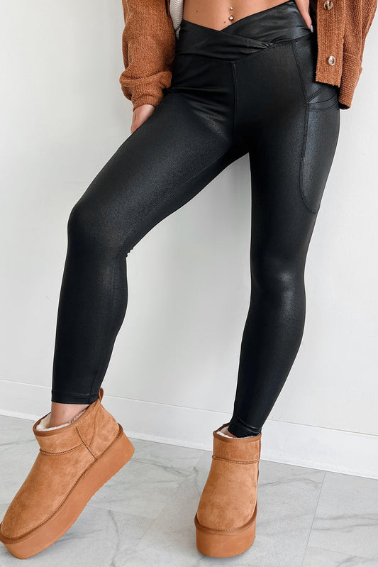 Schwarze Leggings mit hoher Taille